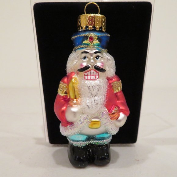 Christmas Glass Ornament Nutcracker Handcrafted by Unique Treasure Box Keepsake - Picture 2 of 6